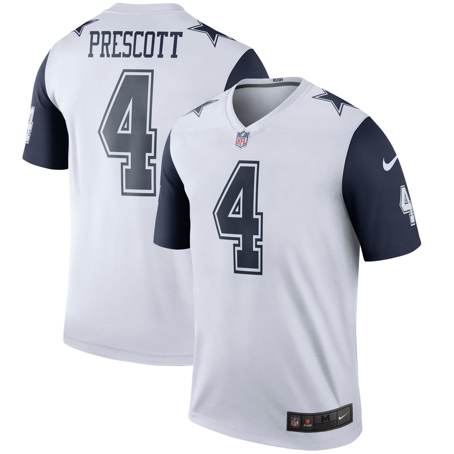 Mens Dallas Cowboys Dak Prescott Nike White Color Rush Legend Jersey