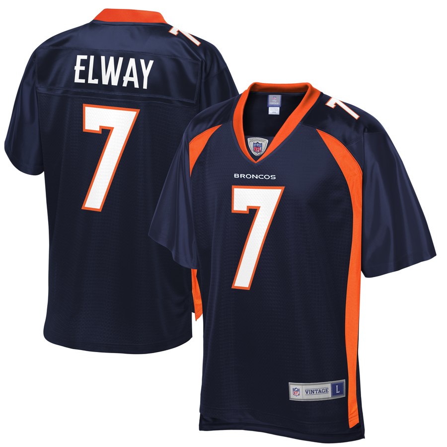 Mens Denver Broncos John Elway NFL Pro Line Navy Replica Retired Player Jersey