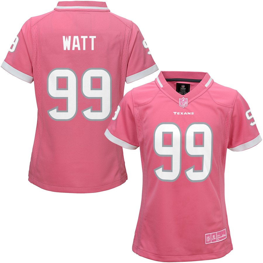 Girls Youth Houston Texans Jj Watt Pink Bubble Gum Jersey