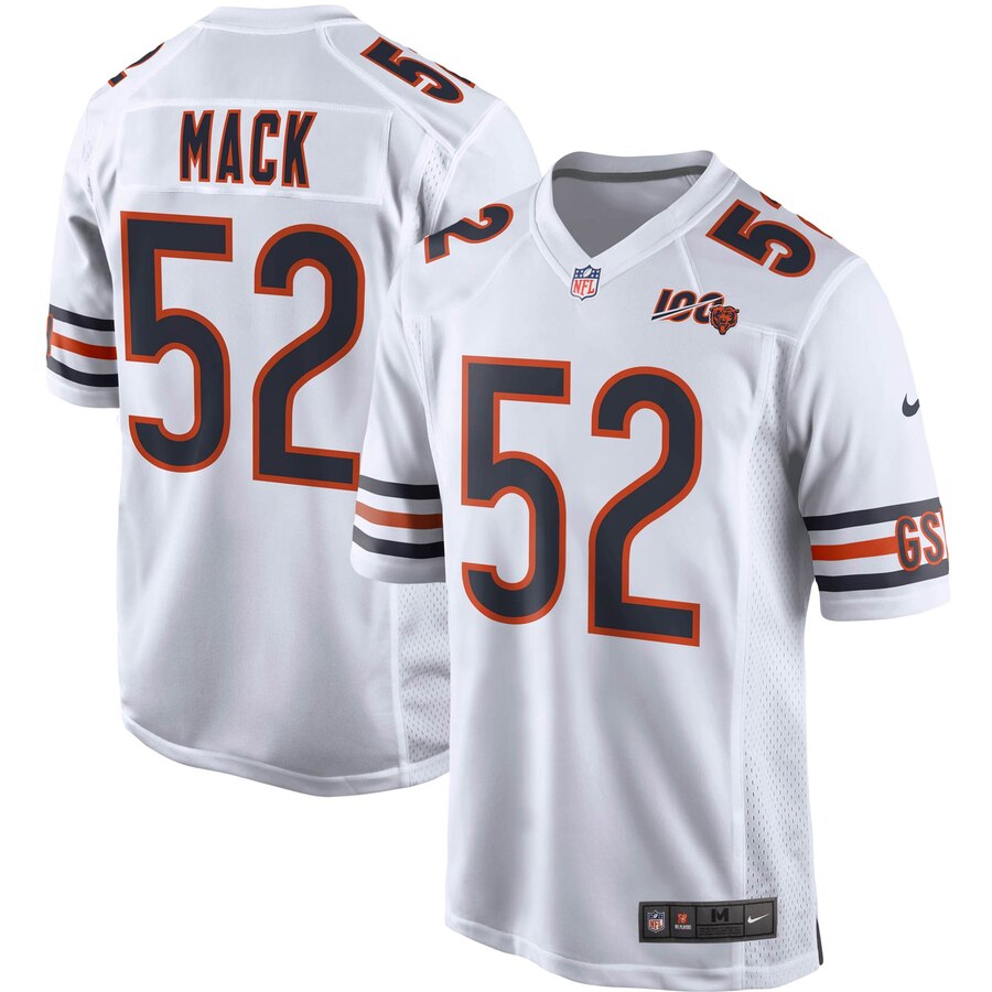 Men's Chicago Bears Khalil Mack Nike White 100th Season Game Jersey