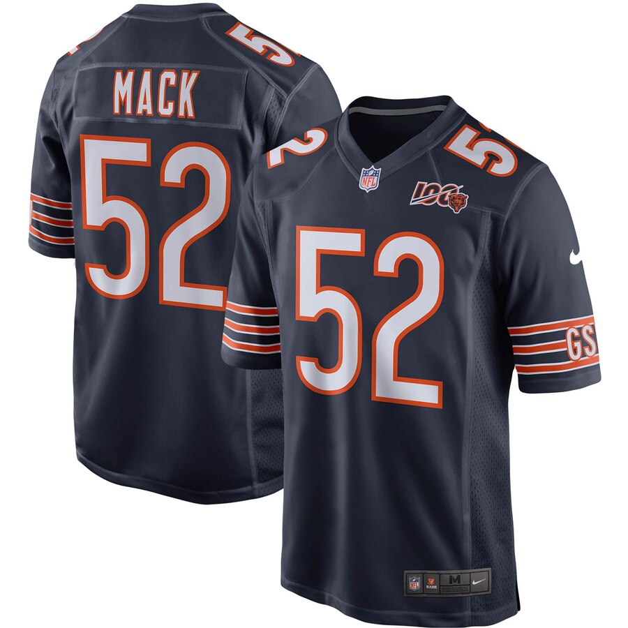 Men's Chicago Bears Khalil Mack Nike Navy 100th Season Game Jersey