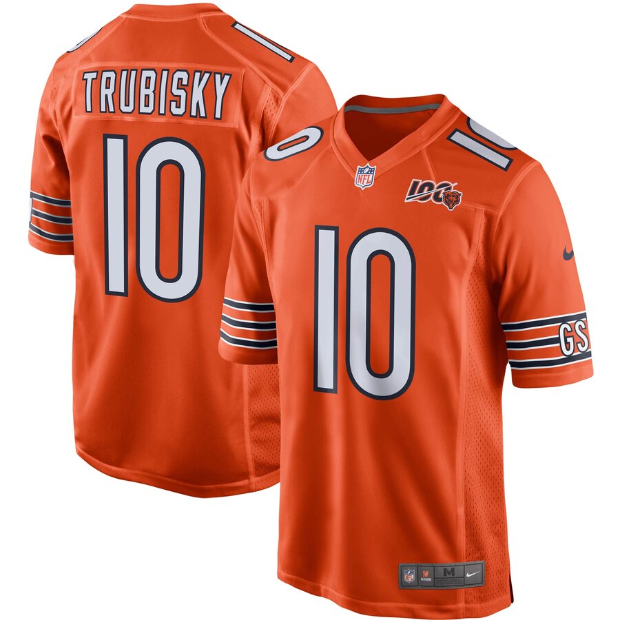 Men's Chicago Bears Mitchell Trubisky Nike Orange 100th Season Game Jersey