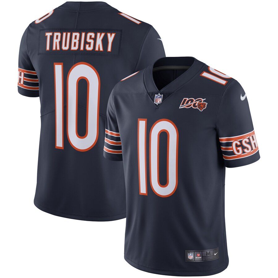 Men's Chicago Bears Mitchell Trubisky Nike Navy NFL 100th Season Limited Jersey