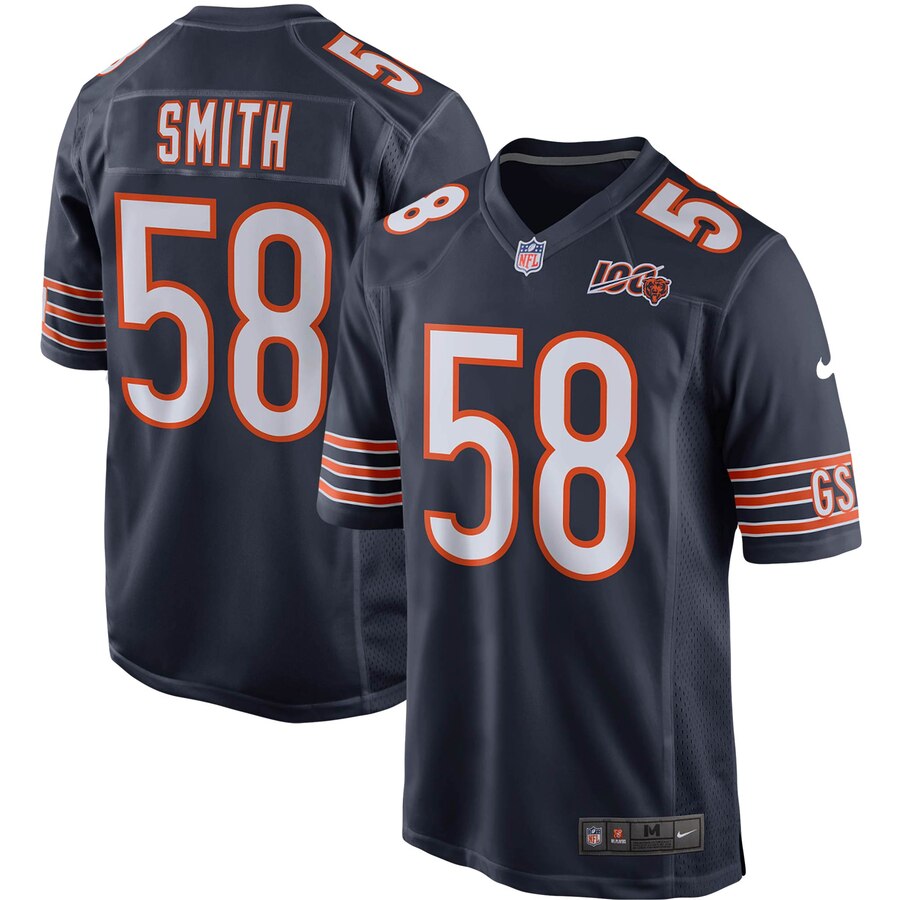 Men's Chicago Bears Roquan Smith Nike Navy 100th Season Game Jersey