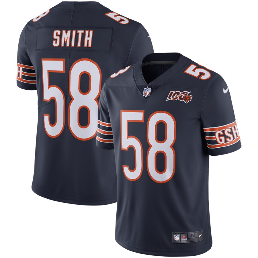 Men's Chicago Bears Roquan Smith Nike Navy NFL 100th Season Limited Jersey