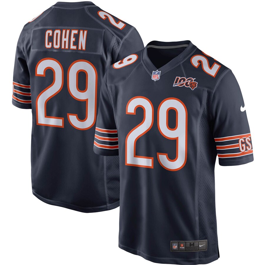 Men's Chicago Bears Tarik Cohen Nike Navy 100th Season Game Jersey