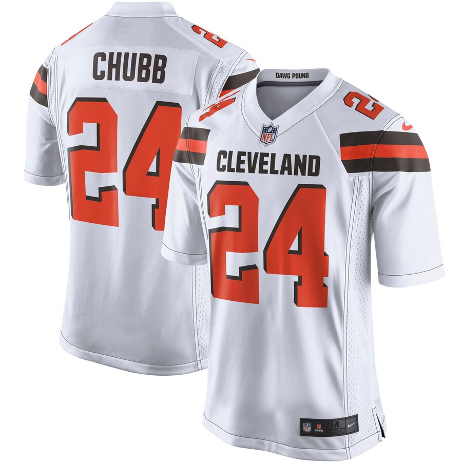 Men's Cleveland Browns Nick Chubb Nike White Player Game Jersey