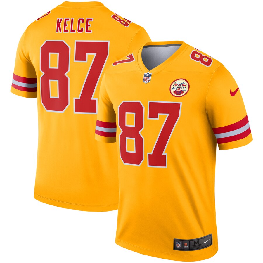 Men's Kansas City Chiefs Travis Kelce Nike Gold Inverted Legend Jersey