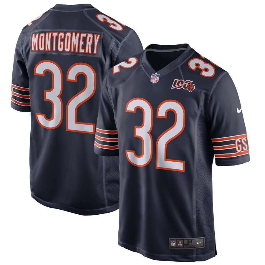 Men's Chicago Bears David Montgomery Nike Navy 100th Season Game Jersey