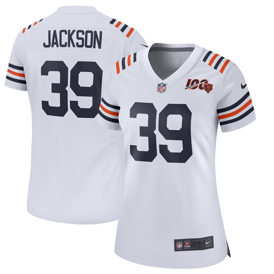 Women's Chicago Bears Eddie Jackson Nike White 100th Season Alternate Classic Game Jersey