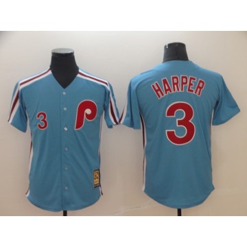 Women's Phillies Bryce Harper Jersey Light Blue Cool Base Cooperstown