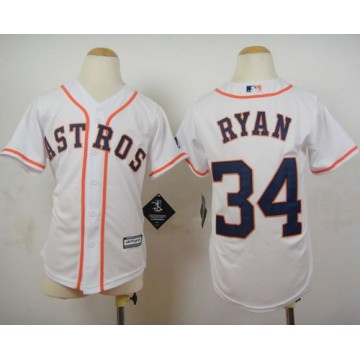 Nolan Ryan NO.34 White Cool Base Youth's Astros Jersey