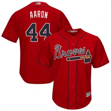 Hank Aaron Braves Jersey #44 Cool Base Red Youth's