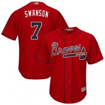 Youth's Braves Dansby Swanson Jersey Red Cool Base