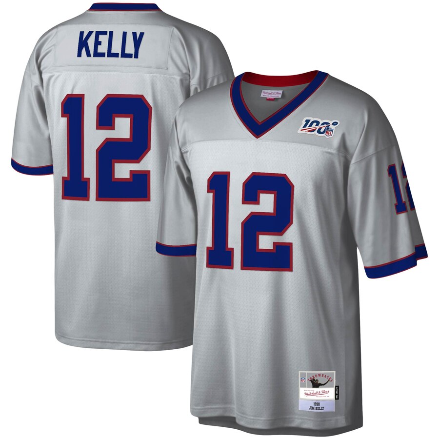 Men's Buffalo Bills Jim Kelly Mitchell & Ness Platinum NFL 100 Retired Player Legacy Jersey