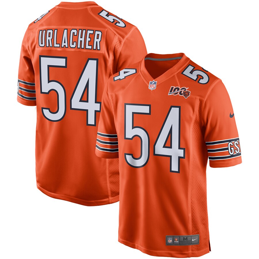 Men's Chicago Bears Brian Urlacher Nike Orange 100th Season Retired Game Jersey