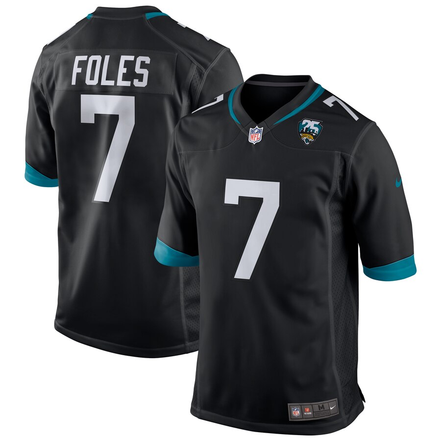 Men's Jacksonville Jaguars Nick Foles Nike Black 25th Season Game Jersey