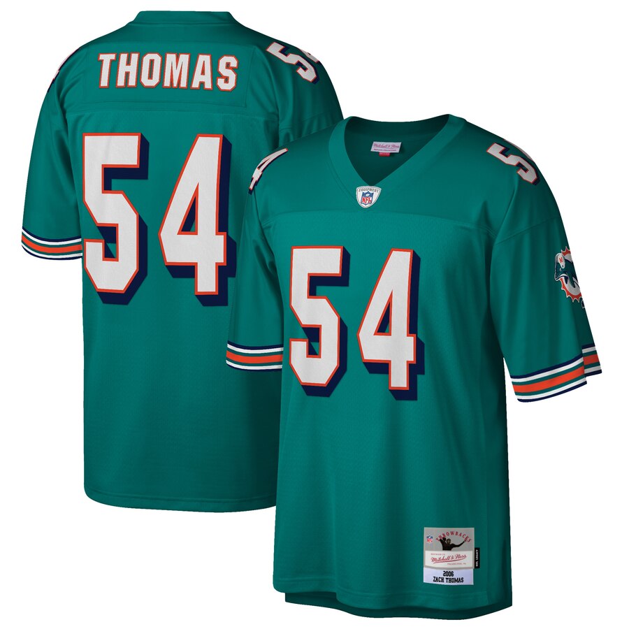 Men's Miami Dolphins Zach Thomas Mitchell & Ness Aqua Retired Player Legacy Replica Jersey