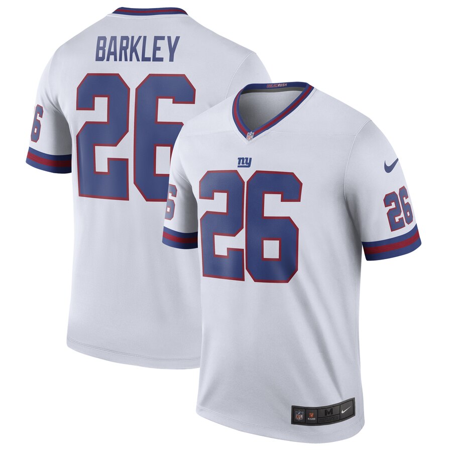 Men's New York Giants Nike Saquon Barkley White Color Rush Legend Jersey