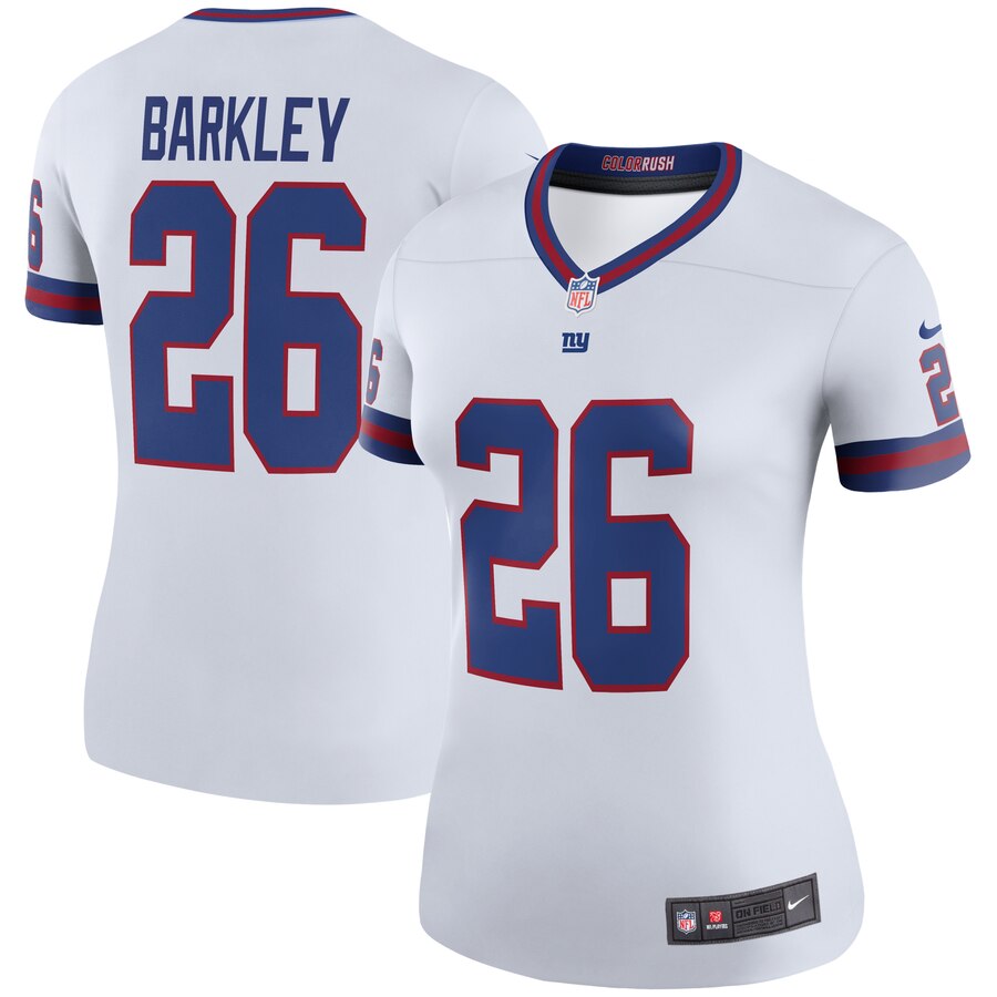 Women's New York Giants Nike Saquon Barkley White Color Rush Legend Jersey