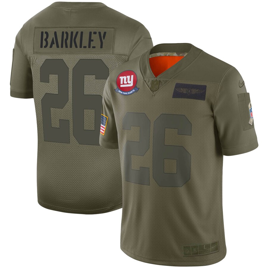 Youth New York Giants Saquon Barkley Nike Olive 2019 Salute to Service Game Jersey