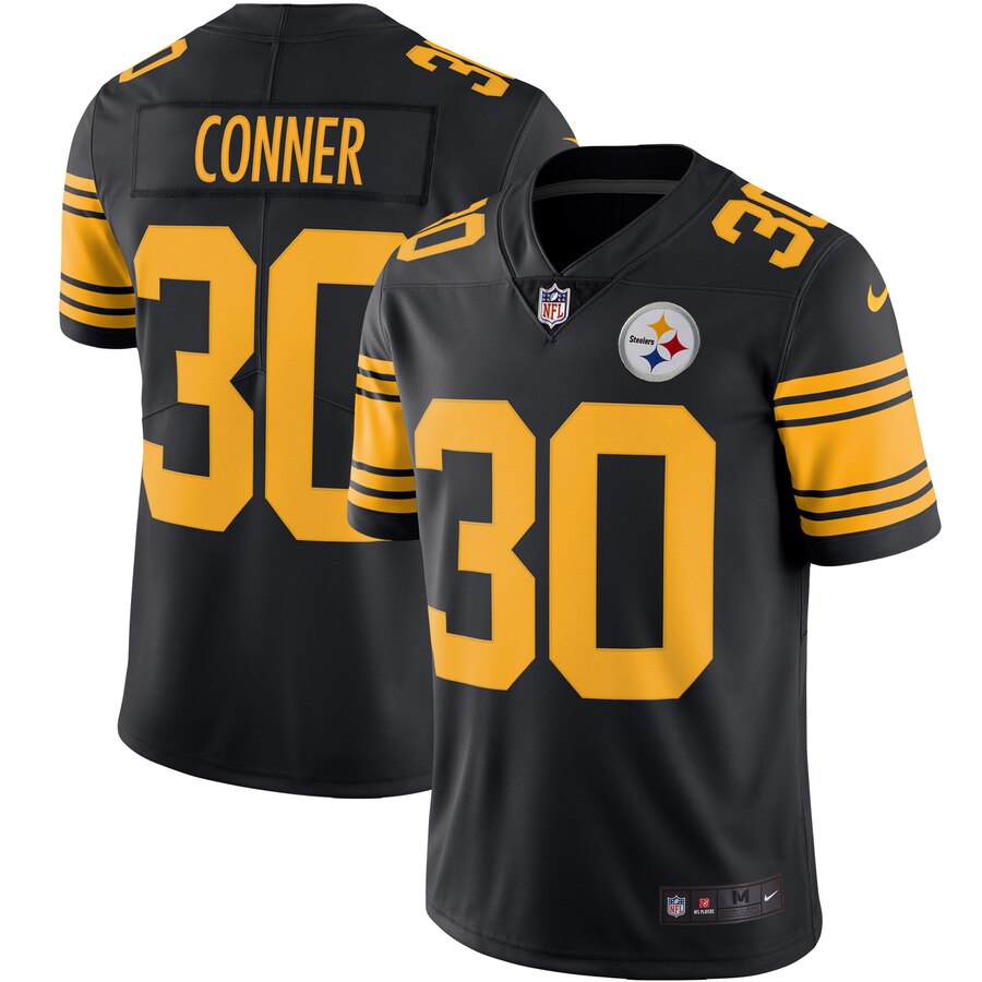 Men's Pittsburgh Steelers James Conner Nike Black Color Rush Vapor Limited Jersey