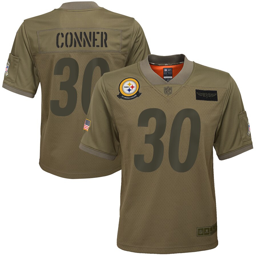 Youth Pittsburgh Steelers James Conner Nike Olive 2019 Salute to Service Game Jersey