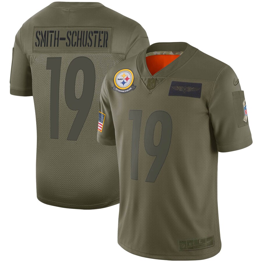 Youth Pittsburgh Steelers JuJu Smith-Schuster Nike Olive 2019 Salute to Service Game Jersey