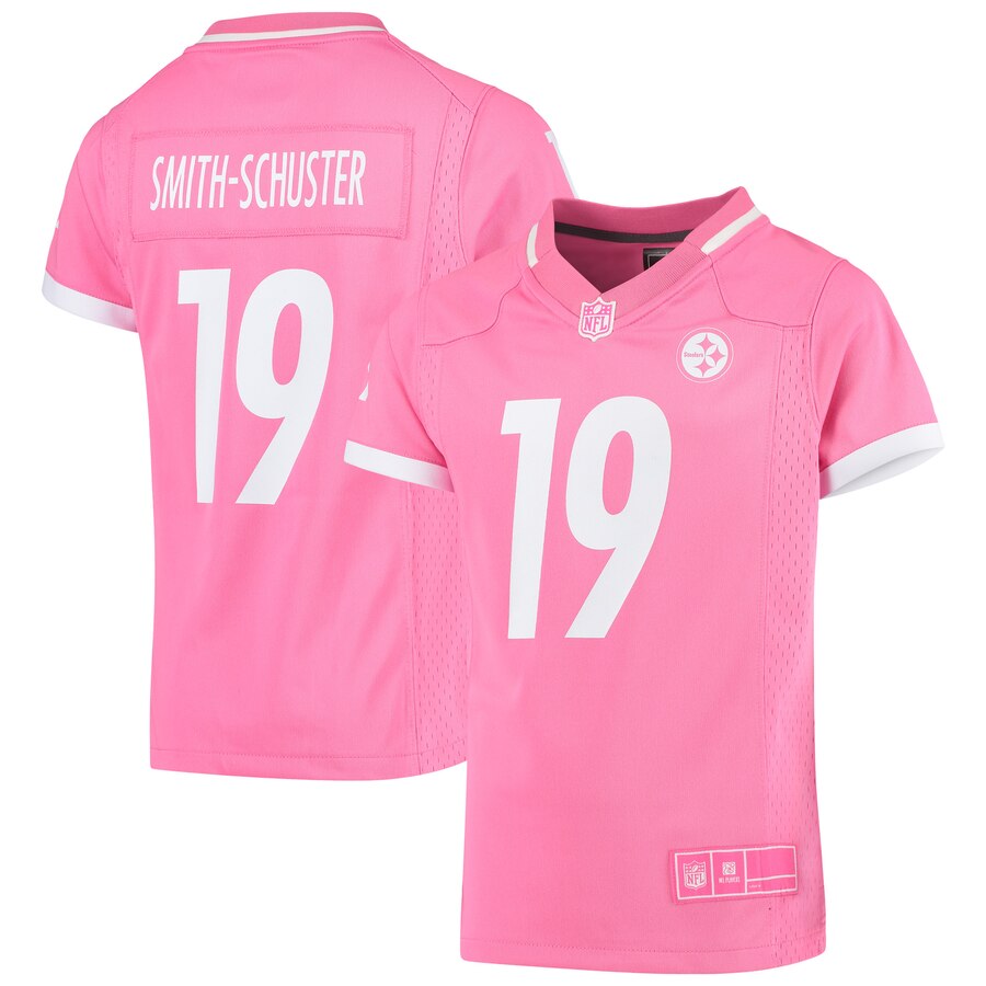 Girls Youth Pittsburgh Steelers JuJu Smith-Schuster Pink Fashion Bubble Gum Jersey