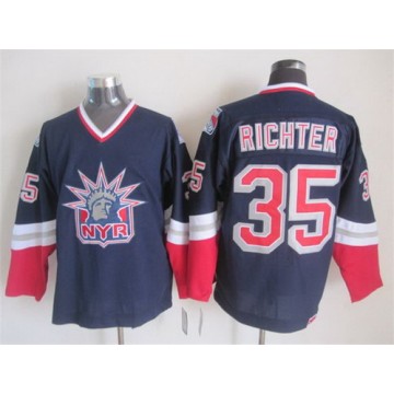 Rangers Mike Richter Jersey Navy Blue 35 Men's Throwback CCM