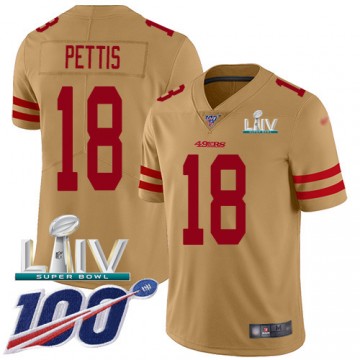 #18 Dante Pettis Jersey San Francisco 49ers Gold 100th Season Limited Inverted Legend 2020 Super Bowl LIV 54th