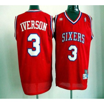 Allen Iverson Jersey Philadelphia 76ers Red Jersey Throwback