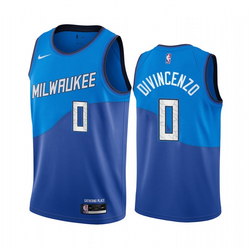 #0 Donte Divincenzo Jersey Milwaukee Bucks Blue Swingman City Edition 2020-21 Revolution 30