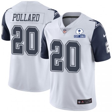 Tony Pollard Dallas Cowboys Jersey #20 Limited White Rush In 1960 Patch With Established