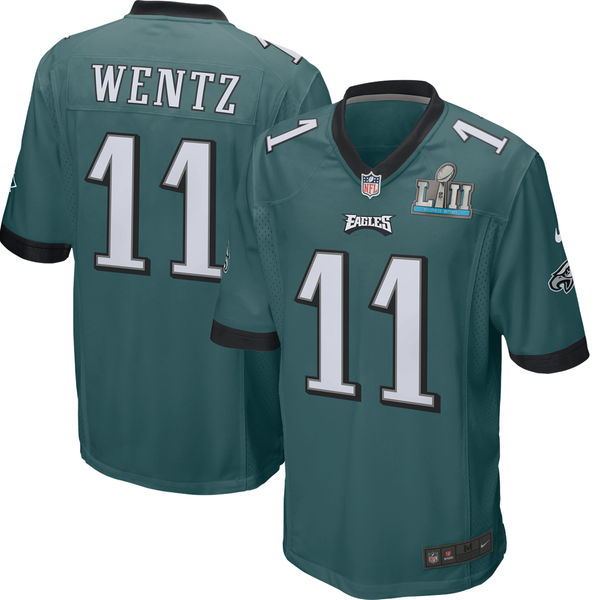 Men's Philadelphia Eagles Carson Wentz Nike Midnight Green Super Bowl LII Bound Game Jersey