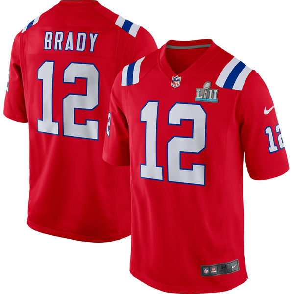 Men's New England Patriots Tom Brady Nike Red Super Bowl LII Bound Game Jersey