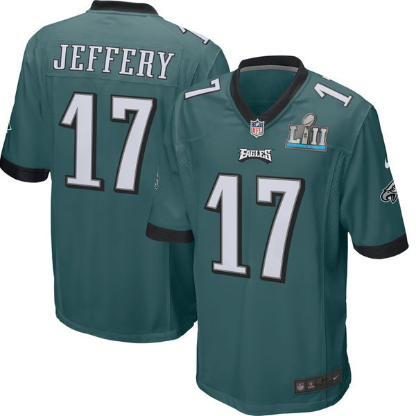 Youth Philadelphia Eagles Alshon Jeffery Nike Midnight Green Super Bowl LII Bound Game Jersey