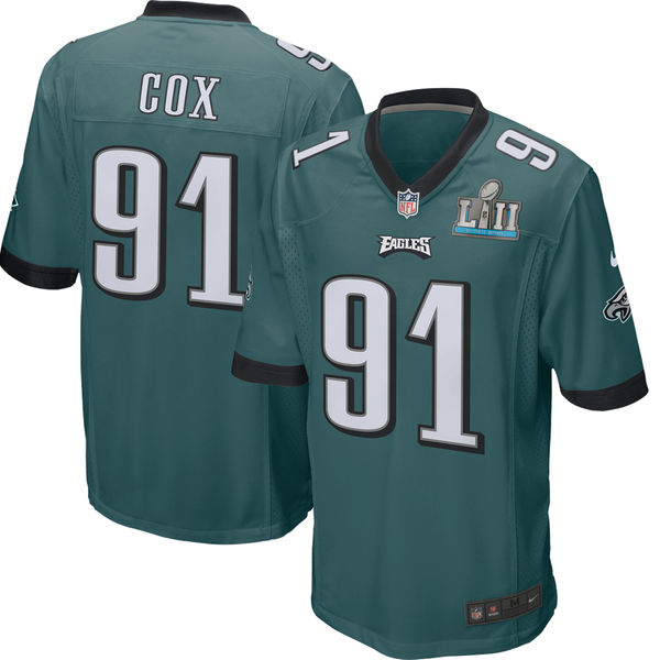 Youth Philadelphia Eagles Fletcher Cox Nike Midnight Green Super Bowl LII Bound Game Jersey