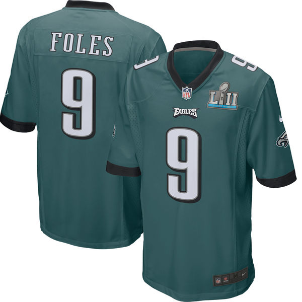 Youth Philadelphia Eagles Nick Foles Nike Midnight Green Super Bowl LII Bound Game Jersey