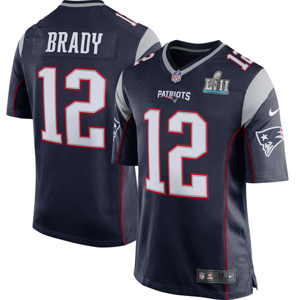 Youth New England Patriots Tom Brady Nike Navy Super Bowl LII Bound Game Jersey