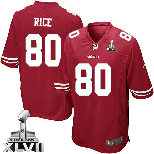 #80 Game Jerry Rice San Francisco 49ers Mens Super Bowl XLVII Jersey - NFL Home Red