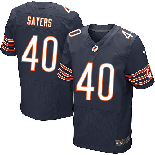 Elite Gale Sayers Mens Jersey - Chicago Bears #40 Home Navy Blue NFL