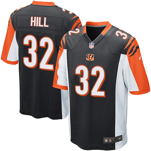 Game Jeremy Hill Mens Jersey - Cincinnati Bengals #32 Home Black NFL