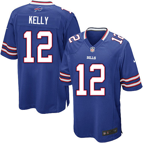 Game Jim Kelly Mens Jersey - Buffalo Bills #12 Home Royal Blue NFL