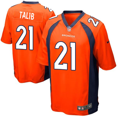 Game Aqib Talib Mens Jersey - Denver Broncos #21 Home Orange NFL