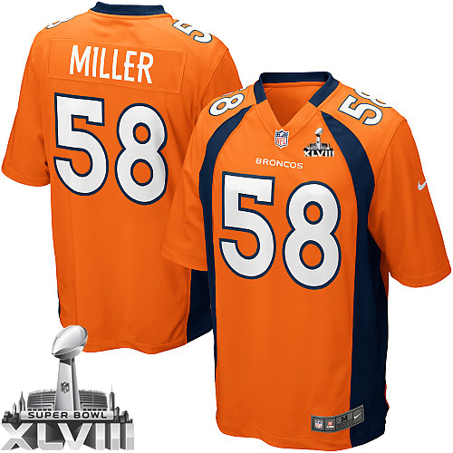 Game Von Miller Youth Jersey - Denver Broncos #58 Super Bowl XLVIII Home Orange NFL