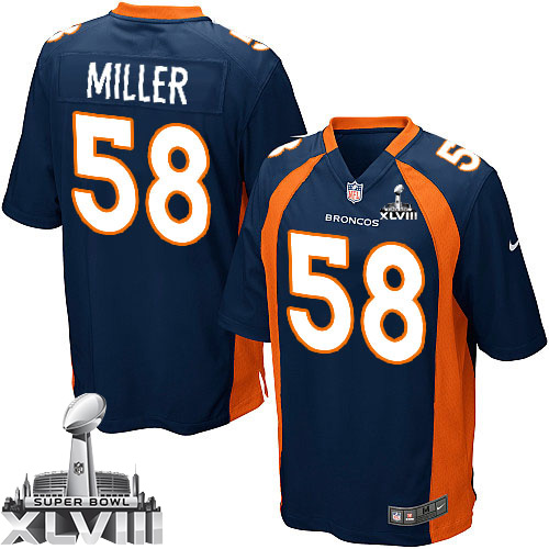 Elite Von Miller Youth Jersey - Denver Broncos #58 Super Bowl XLVIII Alternate Navy Blue NFL