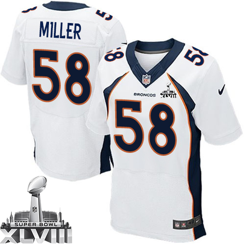 New Elite Von Miller Mens Jersey - Denver Broncos #58 Super Bowl XLVIII Road White NFL