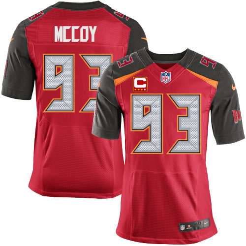 Elite Gerald McCoy Mens Jersey - Tampa Bay Buccaneers #93 C Patch Home Red NFL