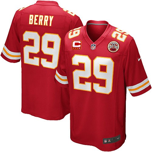 Elite Eric Berry Youth Jersey - Kansas City Chiefs C Patch #29 Home Red NFL